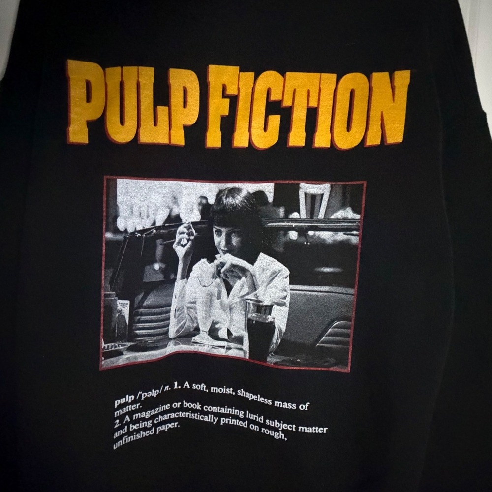 Pulp Fiction Movie Promo Mia Wallace Graphic Black Hoodie Sz Mens Large‎